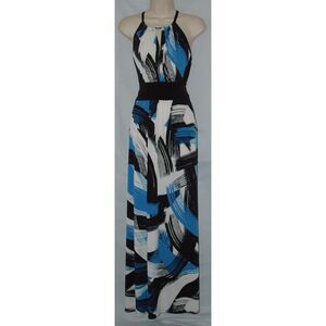 NEW NWT Multicolored Sz Small Sleeveless Stretchy Jersey Knit Keyhole Maxi Dress